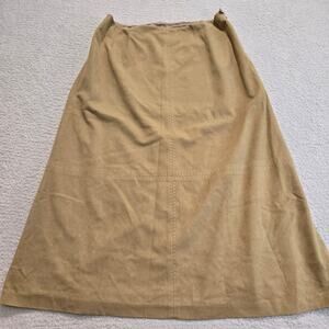 Vtg Talbots Petites Faux Suede Midi/Maxi Skirt Size 14P Cowgirl Western
